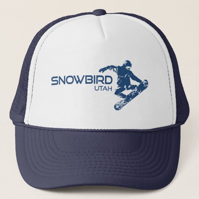 Snowbird Utah Snowboarder Trucker Hat (Front)