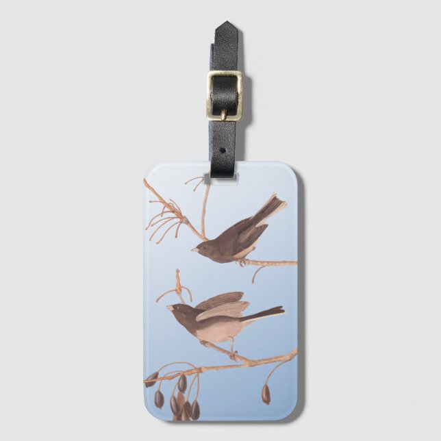 Snowbirds on a Bare Winter Branch Luggage Tag (Front Vertical)