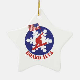 Snowboard Alta Ceramic Tree Decoration