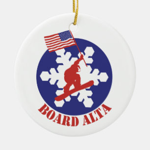 Snowboard Alta Ceramic Tree Decoration