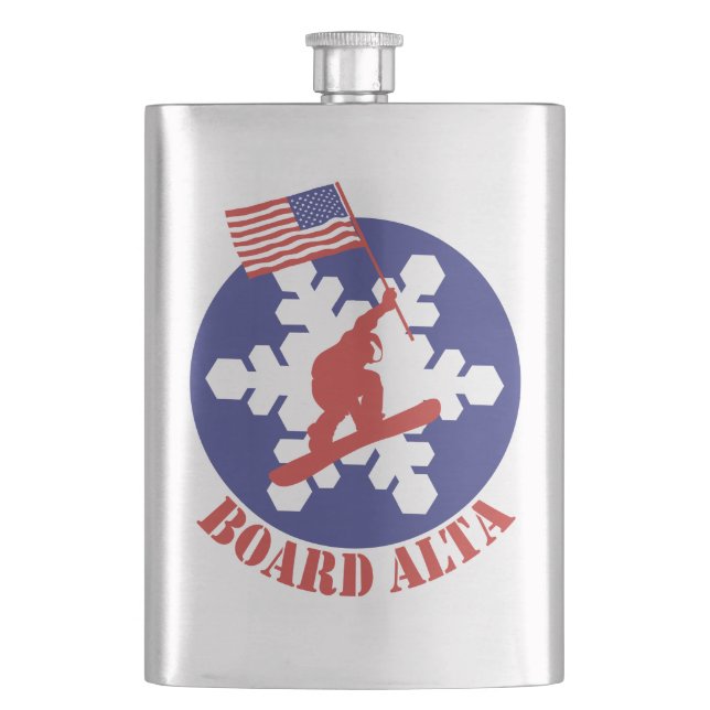 Snowboard Alta Hip Flask (Front)