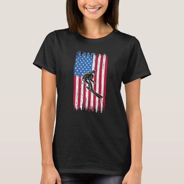 Snowboard American Flag Patriotic Snowboard Snowbo T-Shirt (Front)