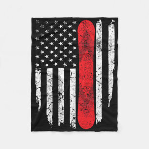 Snowboard American Flag Patriotic Winter Sports Sn Fleece Blanket