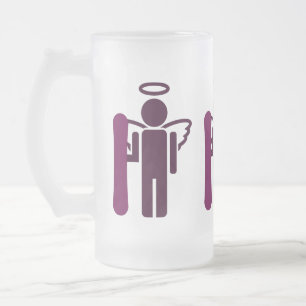 snowboard angel frosted glass beer mug