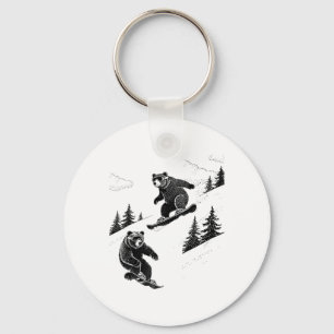 Snowboard Bears, Funny Wintersports, Ski Slope, Fu Key Ring