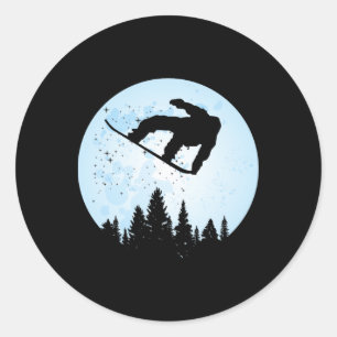 Snowboard Bigfoot Ski Funny Sasquatch Skiing Classic Round Sticker