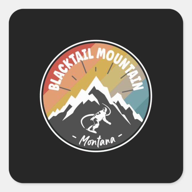 Snowboard Blacktail Mountain Montana Square Sticker (Front)