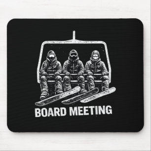 Snowboard board meeting funny ski lift skier winte mouse mat