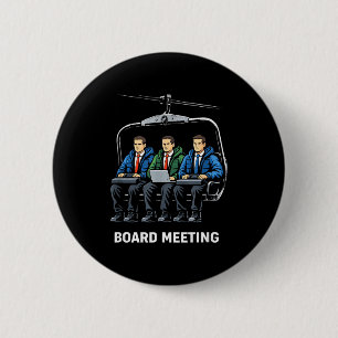 Snowboard board meeting ski lift skier winter 6 cm round badge