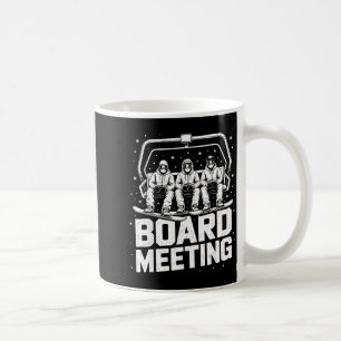 Snowboard board meeting ski lift skier winter coffee mug