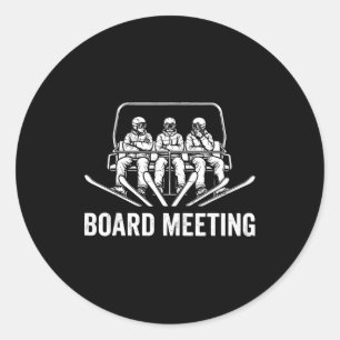 Snowboard Board Meeting Ski Lift Skier Winter Spor Classic Round Sticker