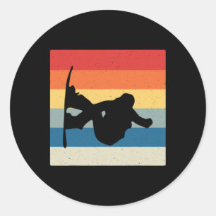 Snowboard Board Meeting Ski Lift Skier Winter Spor Classic Round Sticker