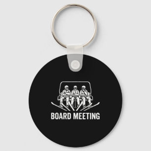 Snowboard Board Meeting Ski Lift Skier Winter Spor Key Ring