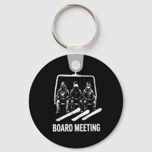 Snowboard Board Meeting Ski Lift Skier Winter Spor Key Ring