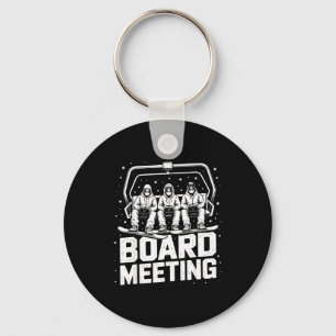 Snowboard Board Meeting Ski Lift Skier Winter Spor Key Ring
