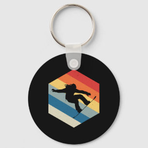 Snowboard Board Meeting Ski Lift Skier Winter Spor Key Ring