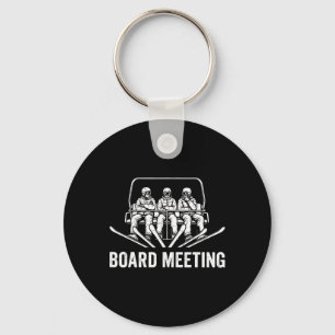 Snowboard Board Meeting Ski Lift Skier Winter Spor Key Ring