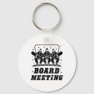 Snowboard Board Meeting Ski Lift Skier Winter Spor Key Ring