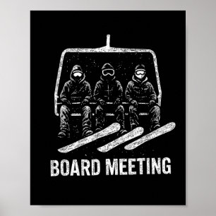 Snowboard Board Meeting Ski Lift Skier Winter Spor Poster