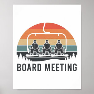 Snowboard Board Meeting Ski Lift Skier Winter Spor Poster