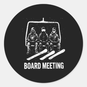 Snowboard Board Meeting Ski Lift Skier Winter Srts Classic Round Sticker