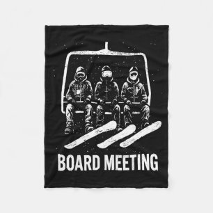 Snowboard Board Meeting Ski Lift Skier Winter Srts Fleece Blanket
