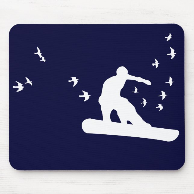 snowboard. board with birds. mouse mat (Front)