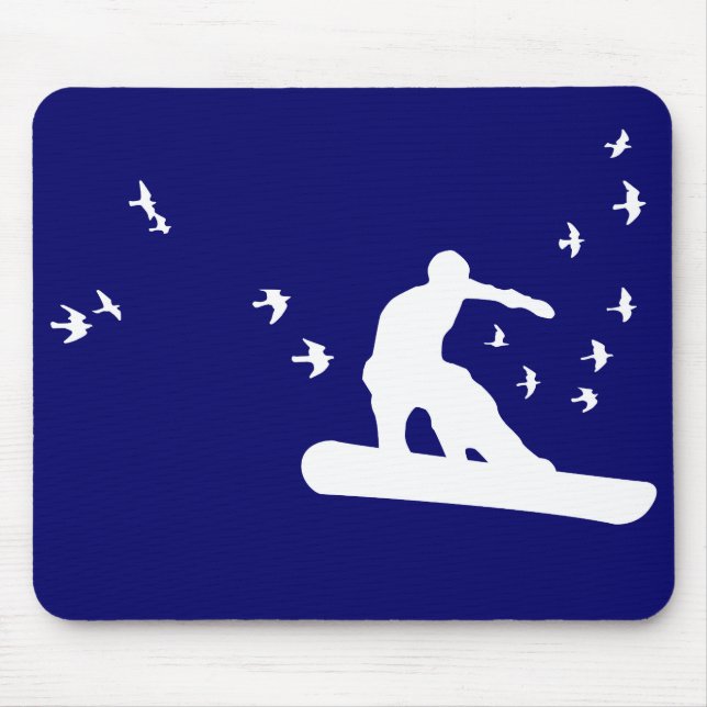 snowboard. board with birds. mouse mat (Front)