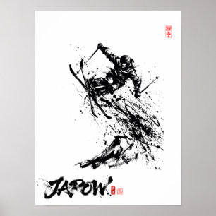 Snowboard Brush Art - Skier Jump Poster