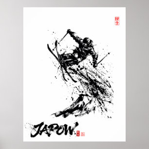 Snowboard Brush Art - Skier Jump Poster