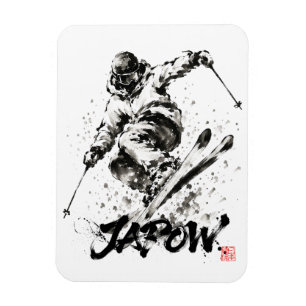 Snowboard Brush Art - Skier Light Magnet