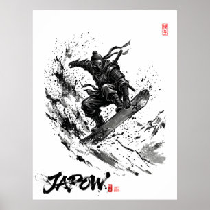 Snowboard Brush Art - Snowboard Ninja Poster