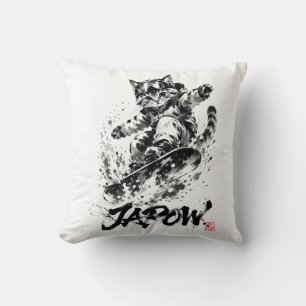 Snowboard Brush Art - Snowboarder cat Cushion