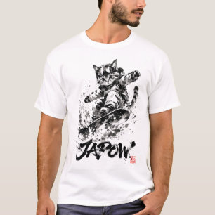Snowboard Brush Art - Snowboarder cat T-Shirt