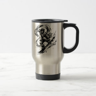 Snowboard Brush Art - Snowboarder Fujin God Travel Mug
