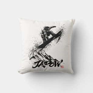 Snowboard Brush Art - Snowboarder Grab Jump Cushion