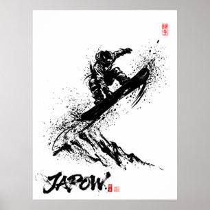 Snowboard Brush Art - Snowboarder Grab Jump Poster