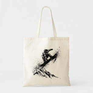 Snowboard Brush Art - Snowboarder Grab Jump Tote Bag