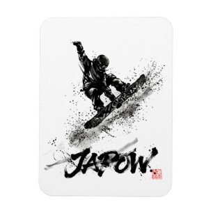Snowboard Brush Art - Snowboarder Grab Magnet