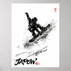 Snowboard Brush Art - Snowboarder Grab Poster