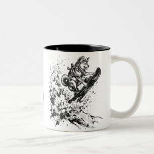 Snowboard Brush Art - Snowboarder Husky Two-Tone Coffee Mug