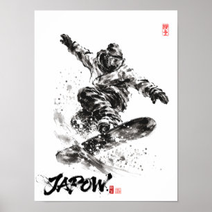 Snowboard Brush Art - Snowboarder light Poster
