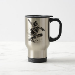 Snowboard Brush Art - Snowboarder Light Travel Mug