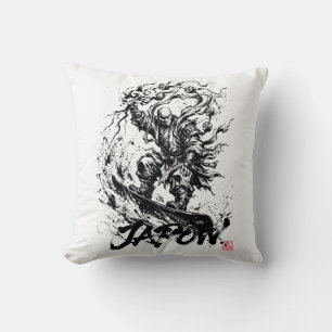 Snowboard Brush Art - Snowboarder Raijin God Cushion