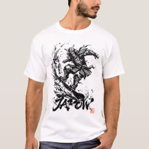 Snowboard Brush Art - Snowboarder Samurai T-Shirt