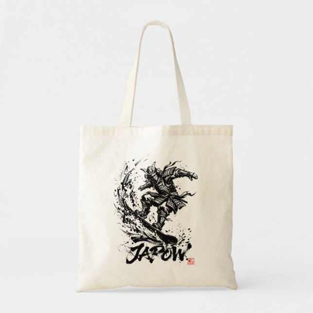 Snowboard Brush Art - Snowboarder Samurai Tote Bag (Front)