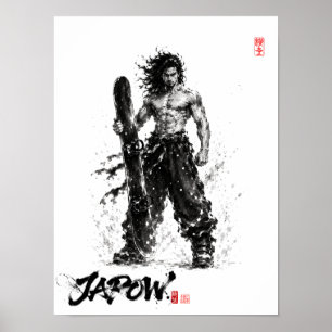 Snowboard Brush Art - Standing Samurai Musashi Poster