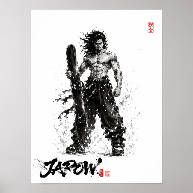 Snowboard Brush Art - Standing Samurai Musashi Poster (Front)