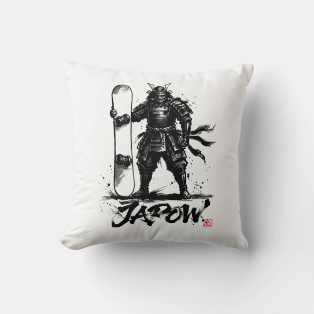Snowboard Brush Art - Standing Samurai snowboard  Cushion (Front)