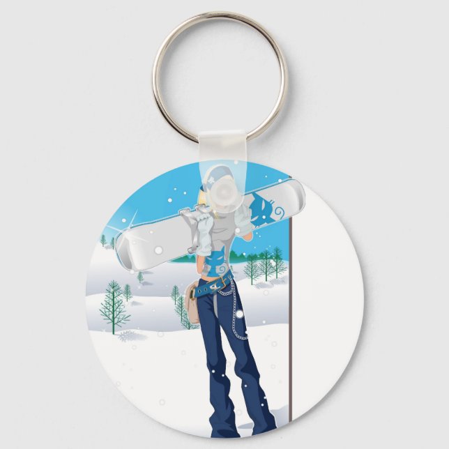 Snowboard Chick Key Ring (Front)